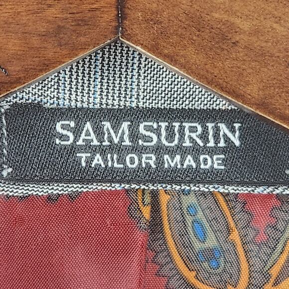 Sam Surin Bespoke Blazer Men 42 Gray Glen Plaid Luxury Wool Italy Jacket EUC - Picture 7 of 16